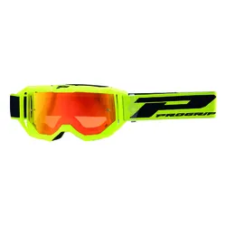 MASQUE/LUNETTES CROSS PROGRIP 3300 FL VISION GO MULTILAYERED JAUNE FLUO MAT ECRAN MIROIR ROUGE ANTI-RAYURES/ANTI U.V./ANTI-BUEE (HOMOLOGUE CE-EN-N- AC-96025 REV.2)