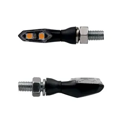 CLIGNOTANT MOTO TAAC FR19 2 LEDS TRANSPARENT/NOIR (M8 / LONG 44mm / H 11mm) (PAIRE) QUALITE PREMIUM -HOMOLOGUE ECE