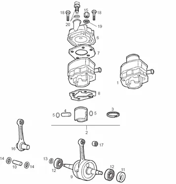 Arbre moteur - Cylindre - Piston