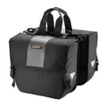 DOUBLE BICYCLE PANNIER IBERA ADJUSTABLE BLACK 24L MOUNTING KIT UNIVERSAL (33X13X28.5 cm) - WIDTH ADJUSTABLE PER VELCRO AND CLIPS FOR ALL CARRIER