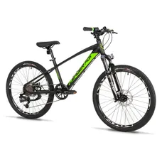 CONVENTIONAL BICYCLE MTB 24 LEADER FOX CAPITAN 2025 GARCON BLACK/GREEN 8-SPEED (SIZE CHILDREN'S 135 TO 145 cm) -MECANIQUE TO DISC