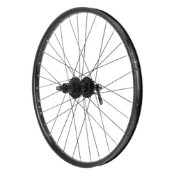 MTB WHEEL DISC LOCKING 24" KLIXX 23 REAR HUB SHIMANO QB400 CASSETTE 11/10/9-SPEED 6 HOLES BLACK RIM 23C 32 SPOKES STEEL