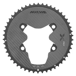 ROAD CHAINRING 4-BOLT DIA. 110 FOR SHIMANO DURA ACE R9200 MICHE 50T OUTER BLACK 12-SPEED ALUMINIUM, CARBON 3K (WEIGHT 127 g) -X2 RD R92