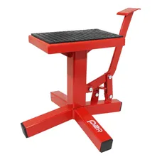 LEVE/PONT MOTO CROSS P2R STAND A PEDALE ACIER ROUGE (HAUTEUR min 320mm/max 400mm)