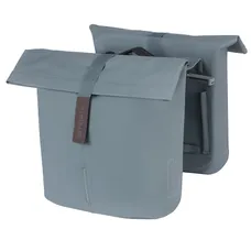 DOUBLE BICYCLE PANNIER BASIL VEGAN BLUE IMITATION CUIR 28-32L MOUNTING KIT CARRIER FERMETURE PLIANT ANTI-PLUIE WITH REFLECTIVE MOUNTING KIT SYSTEM MIK (COMPATIBLE WITH 157030 INCLUDED)