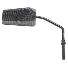 REAR-VIEW MIRROR SCOOTER REPLAY F1 DIAMETER 8 REVERSIBLE CARBON (X1) -ROD LONG BLACK- ** (SUPPLIED WITH ADAPTER DIAMETER 8 mm LEFT-HAND THREAD)