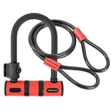 ANTIVOL VELO U NEWTON DIAM 13 MM AVEC CABLE AVEC SUPPORT NOIR/ROUGE (2 CLES) -NIVEAU SECURITE 6