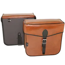 BICYCLE PANNIER SPORFABRIC S14 STYLE VINTAGE - MOUNTING KIT COURROIE - EFFET CUIR BROWN (LG30XL11XH30) (PAIR)