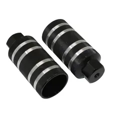 REPOSE PIED BMX ALUMINIUM DIAMETER 50 mm BLACK RAINURES SILVER L110MM THREAD DIAMETER 9 mm (PAIR)