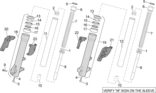 Fourche marzocchi   tiges,fourreaux