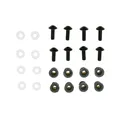 VIS DE BULLE/CARROSSERIE REPLAY ALU TETE BOMBEE M5X16 NOIR + RONDELLES PLASTIQUES + BOUCHONS CAOUTCHOUC (KIT VISSERIE 8 PIECES)