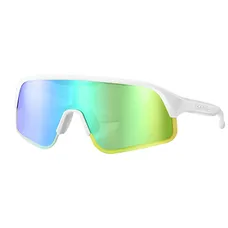 LUNETTES VELO ADULTE POVEC C1 MONTURE BLANC VERRES VERT REVO ELECTROCHROMIQUES TACTILE 2 MODES INSTANTANES LUMINEUX/OBSCURE (VERRE CAT 2-3) -AUTONOMIE JUSQU'A 28 JOURS/IP65