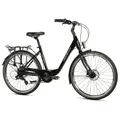 CONVENTIONAL BICYCLE CITY BIKE 26 LEADER FOX DOMESTA 2025 WOMEN'S BLACK 7-SPEED FRAME ALUMINIUM 19 INCHES (SIZE ADULT 175 TO 183 cm)