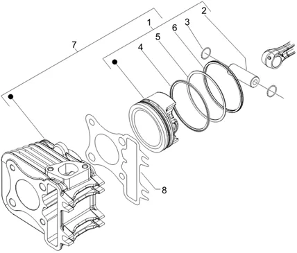 Groupe cylindre-piston-axe