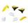 CARROSSERIE/CARENAGE MOTO MX RESTYLING SUZUKI 125, 250 RM 2001>2008 JAUNE/BLANC (COULEUR OEM) (KIT PLASTIQUES 7 PIECES) -POLISPORT