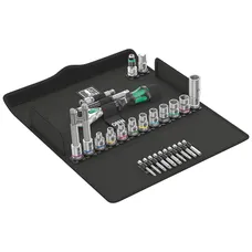 RATCHET WERA BICYCLE SET 7 ZYKLOP SPEED HEAD ADJUSTABLE 3/8 WITH SOCKET/BUSH, END CAP, RALLONGE AND ADAPTER BLACK/GREEN (SET 27 PIECES) -BRAND GERMAN FOR THE WORKSHOPS