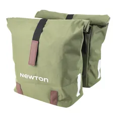 DOUBLE BICYCLE PANNIER NEWTON GREEN 22L MOUNTING KIT SANGLES ON CARRIER (35X12X27CM) FERMETURE PLIANT ANTI-PLUIE