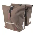 DOUBLE BICYCLE PANNIER NEWTON BROWN 22L MOUNTING KIT SANGLES ON CARRIER (35X12X27CM) FERMETURE PLIANT ANTI-PLUIE