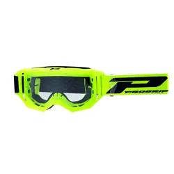 MASQUE/LUNETTES CROSS PROGRIP 3300 TR VISION GO JAUNE FLUO MAT ECRAN TRANSPARENT ANTI-RAYURES/ANTI U.V./ANTI-BUEE (HOMOLOGUE CE-EN-N- AC-96025 REV.2)