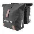 DOUBLE BICYCLE PANNIER NEWTON BLACK 22L MOUNTING KIT SANGLES ON CARRIER (35X12X27CM) FERMETURE PLIANT ANTI-PLUIE