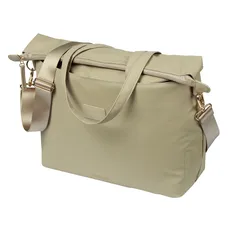 BICYCLE PANNIER SAC ORDINATEUR PORTABLE BASIL MANHATTAN WATERPROOF BEIGE RIGHT/LEFT 12L MOUNTING KIT HOOK ON (12X38X30CM) FERMETURE PLIANT ANTI-PLUIE