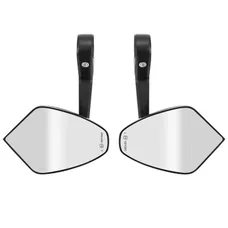 REAR-VIEW MIRROR MOTORCYCLE AVOC ARKAN ALUMINIUM BLACK WITH ADAPTER PLASTIC FITTING EXTREMITE HANDLEBAR 22,2 OR 25,4 mm (PAIR) (CE APPROVED)