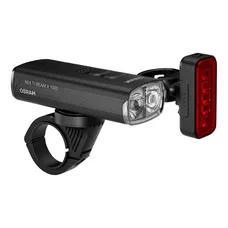 BICYCLE LIGHT USB KIT OSRAM LED ROAD MULTI BEAM X 1000 LUMENS BLACK FONCTION LIGHT AUTOMATIQUE/MODE FLASH/FEU STOP/PLEIN FRONT LIGHT (AUTONOMIE 4H-18H) (FRONT+REAR)
