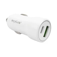 CHARGEUR VOITURE USB-C/USB-A RIXUS BLANC 5V 20W (VENDU A L'UNITE) COMPATIBLE PRISE ALLUME CIGARE 6RXCC16S