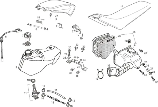 Réservoir - Corps filtre - Selle