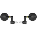 REAR-VIEW MIRROR MOTORCYCLE AVOC CHICAGO HANDLEBAR END ROUND ALUMINIUM CNC BLACK DIAMETER 76 mm DIAMETER 13 AND 17 mm REVERSIBLE (PAIR)