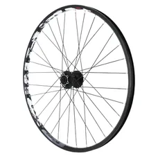 MTB WHEEL DISC LOCKING 26" KARMA FRONT BLACK HUB SHIMANO M475 DISC 6 HOLES BLACK SPOKES NOIRS 32 SPOKES RIM 21C