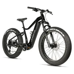 ELECTRIC BICYCLE/E-BIKE MTB FAT BIKE 26 LEADER FOX BRAGA UNISEX BLACK 9-SPEED MID-DRIVE MOTOR BAFANG M510 36-SPEED 95NM BATTERY 23,2AH (20'' - H50,8 cm - SIZE L - FOR ADULT OF 178 cm TO 185 cm)