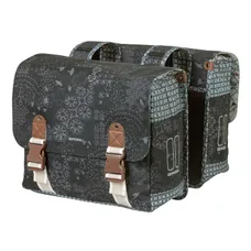 DOUBLE BICYCLE PANNIER BASIL BOHEME 35L BLACK/CREME MOUNTING KIT VELCROS ON CARRIER (37X15X37CM)