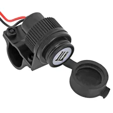 CHARGER SOCKET USB AVOC 12V 2A DOUBLE USB + FITTING KIT HANDLEBAR (WATERPROOF) (DIAMETER 22,2 mm 25,4/-L 60 mm) (FUSE OF PROTECTOR)