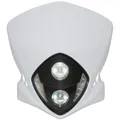 PLAQUE PHARE/TETE DE FOURCHE 50 A BOITE UNIVERSEL REPLAY DUKE BLANC A LEDS BLANCHES + HALOGENE 2x20W