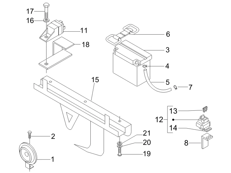 Relais - Batterie - Avertisseur sonore 