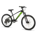 CONVENTIONAL BICYCLE MTB 24 LEADER FOX CAPITAN 2025 GARCON BLACK/GREEN 8-SPEED (SIZE CHILDREN'S 135 TO 145 cm) -MECANIQUE TO DISC