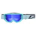 MASQUE/LUNETTES CROSS PROGRIP 3300 FL VISION GO MULTILAYERED VERT D'EAU ECRAN MIROIR BLEU ANTI-RAYURES/ANTI U.V./ANTI-BUEE (HOMOLOGUE CE-EN-N- AC-96025 REV.2)