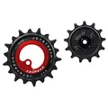 DERAILLEUR JOCKEY WHEEL AOPW TRIPEAK 13-18 TEETH CERAMIC 12X1/11X2-SPEED SHIMANO DEORE XT 8100/8130 SLX 7120/7100 GRX 822 RED (SET OF 2) (WARRANTY 4 YEARS)