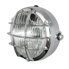 PHARE/PROJECTEUR/OPTIQUE CYCLO UNIVERSEL ROND AVEC GRILLE CHROME DIAM 105mm (EMPLACEMENT 2 AMPOULES P26s + TEMOIN) -HOMOLOGUE- -SELECTION P2R