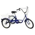 TRICYCLE MUSCULAIRE ADULT 20" BLUE 5 VITESSES WITH BASKET - WEIGHT CHARGE MAXIMUM 100 kg - HOMOLOGATION NF30020