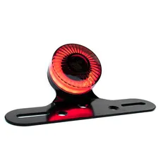 SUPPORT DE PLAQUE IMMATRICULATION AVEC FEU 50 A BOITE/MOTO AVOC VINTAGE FEU UNIVERSEL A LEDS NOIR COUVERCLE FUME -HOMOLOGUE CE