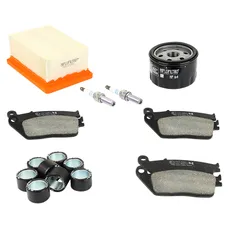 KIT ENTRETIEN MAXISCOOTER ADAPTABLE BMW C 650 GT 2012>2021, C 650 SPORT 2015>2021 PLAQUETTE ORGANIQUE (PACK 9 PIECES) -SELECTION P2R PREMIUM