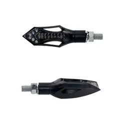 CLIGNOTANT MOTO TAAC FR14 14 LEDS FUME/NOIR (M8 / LONG 74mm / H 26mm) (PAIRE) QUALITE PREMIUM -HOMOLOGUE ECE