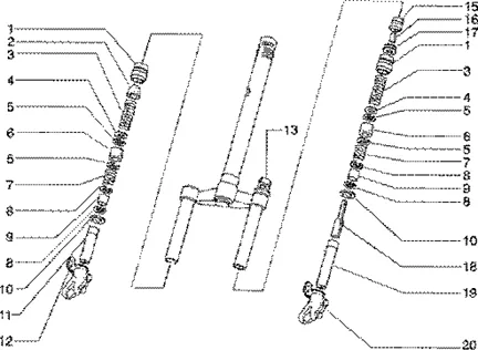 Pieces composant la fourche av  modele