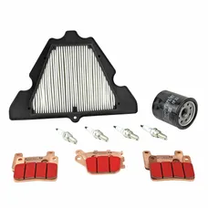 KIT ENTRETIEN MOTO ADAPTABLE KAWASAKI 1000 VERSYS 2019>2024 PLAQUETTE METAL FRITTE (PACK 9 PIECES) -SELECTION P2R PREMIUM