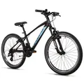 CONVENTIONAL BICYCLE MTB 24 LEADER FOX SPIDER 2026 GARCON BLACK MATTE 7-SPEED (SIZE CHILDREN'S 135 TO 145 cm)