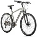 CONVENTIONAL BICYCLE TREKKING BIKE 28 LEADER FOX TOSCANA MEN'S SILVER MATTE 9-SPEED FRAME 19 INCHES (SIZE ADULT 175 TO 183 cm)