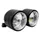 PHARE/OPTIQUE MOTO AVOC DOUBLE DIAM 90 mm LAMPE H4 + FEU DE POSITION NOIR MAT ENTRAXE DE FIXATION 210mm (HOMOLOGUE CE)