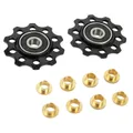 DERAILLEUR JOCKEY WHEEL P2R 9/10-SPEED ALUMINIUM BLACK TO BEARING 10T (SET OF 2)